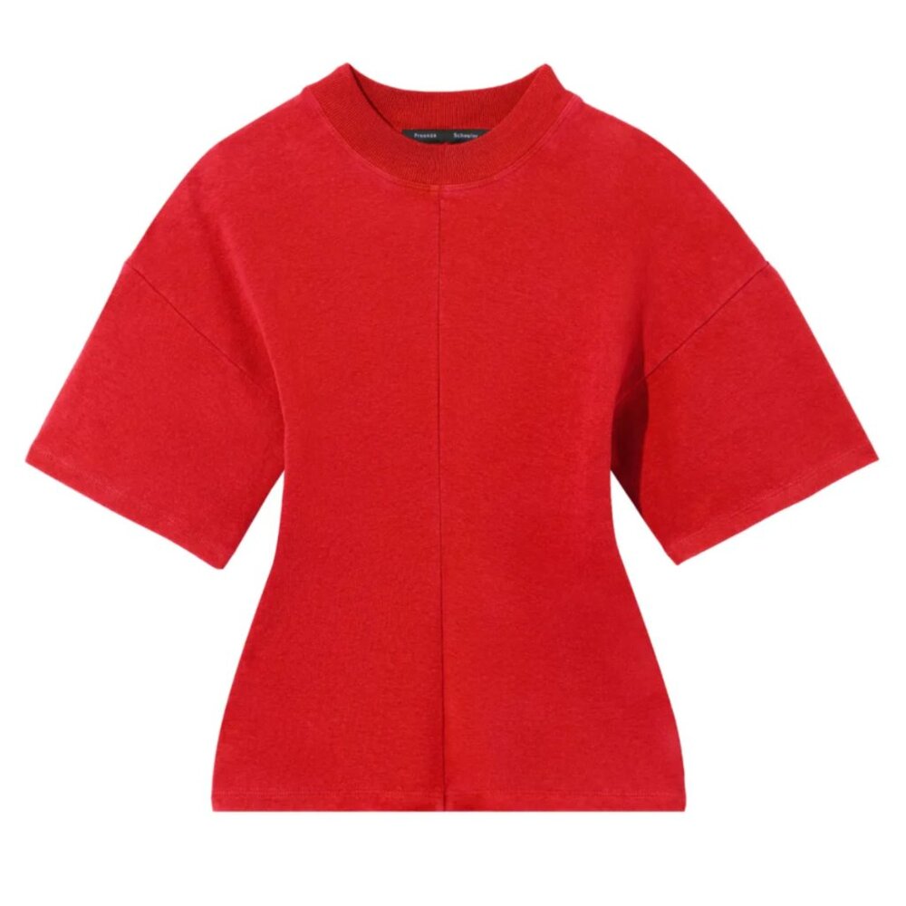 Proenza Schouler Eco-Cotton Waisted T-Shirt in Poppy Red Size L